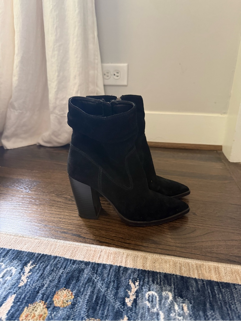 Vince Camuto Black Suede Pointed Toe Ankle Booties